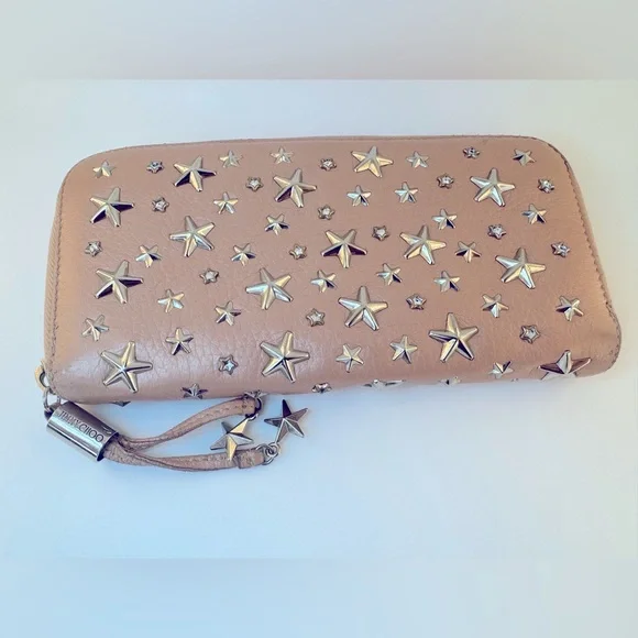 Jimmy Choo Crystal Filipa Star Studded Pink Long Wallet Rare Authentic Choo - Picture 13 of 13